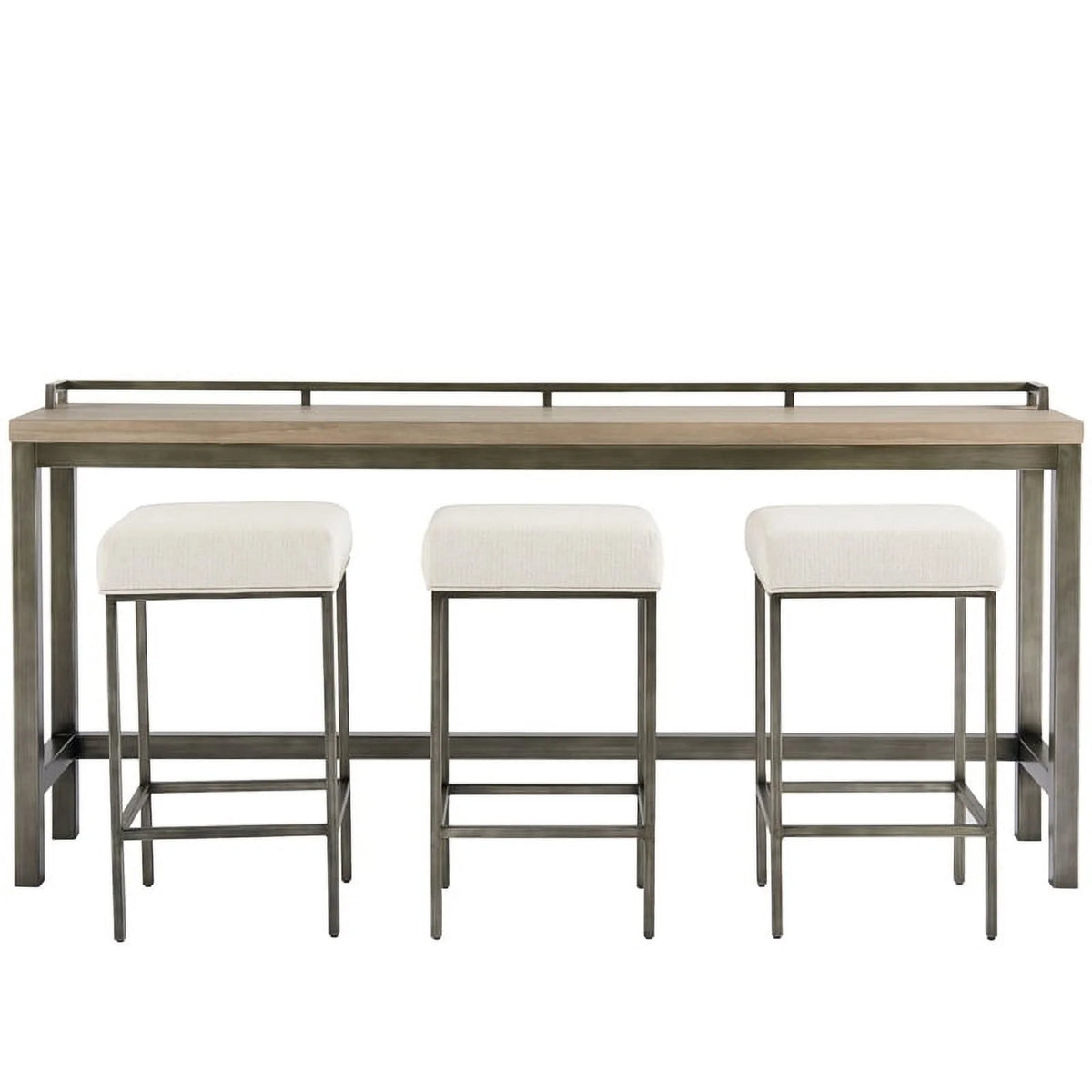 Modern Table with 3 Stools Gray Metal Wood Top J94958