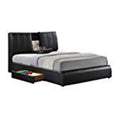 Black Faux Leather Upholstered Platform Bed F54717