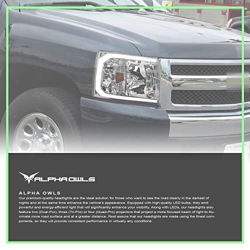 Black Amber Crystal Headlights with LED Light Bar W8786
