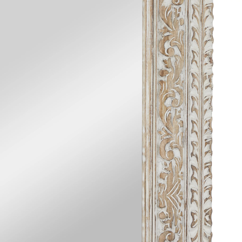 White Carved Floral Wall Mirror B744256