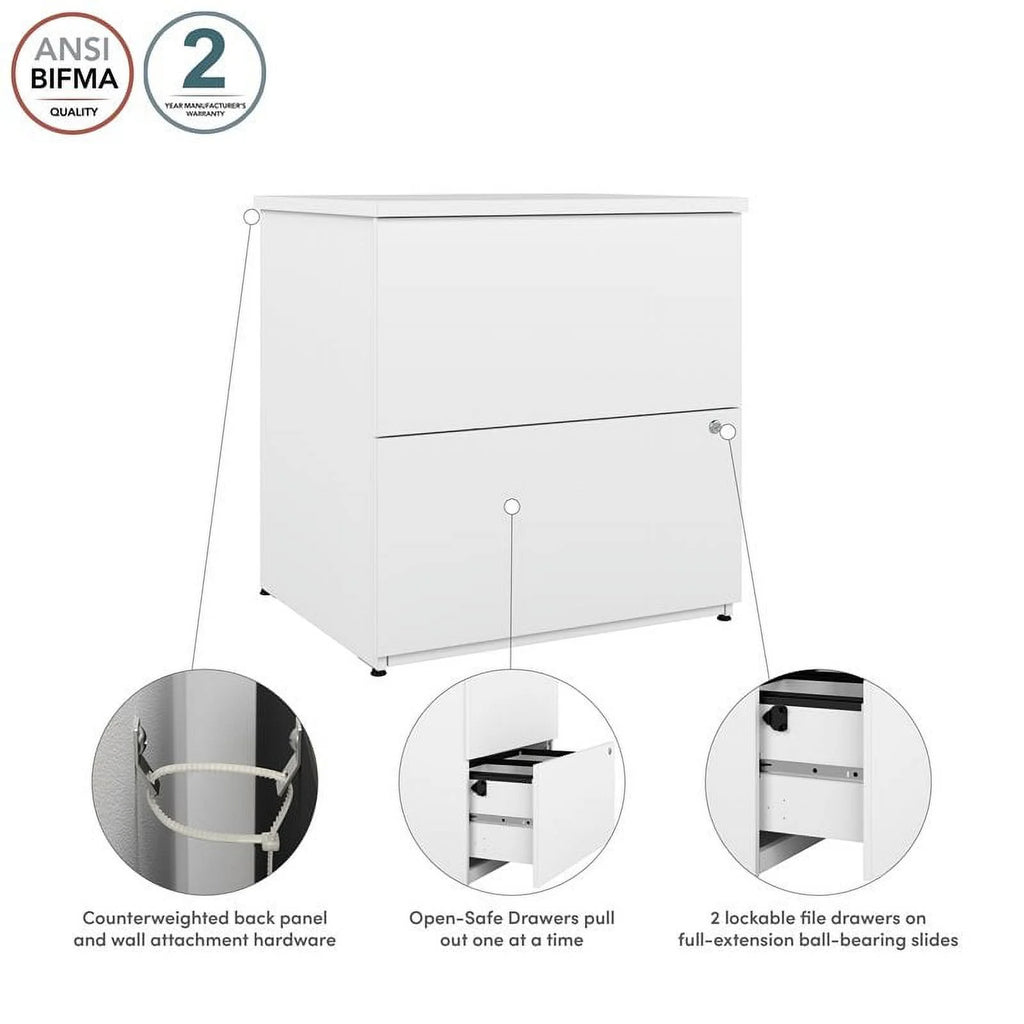 2-Drawer Engineered Wood Lateral File Cabinet in Pure White K85217