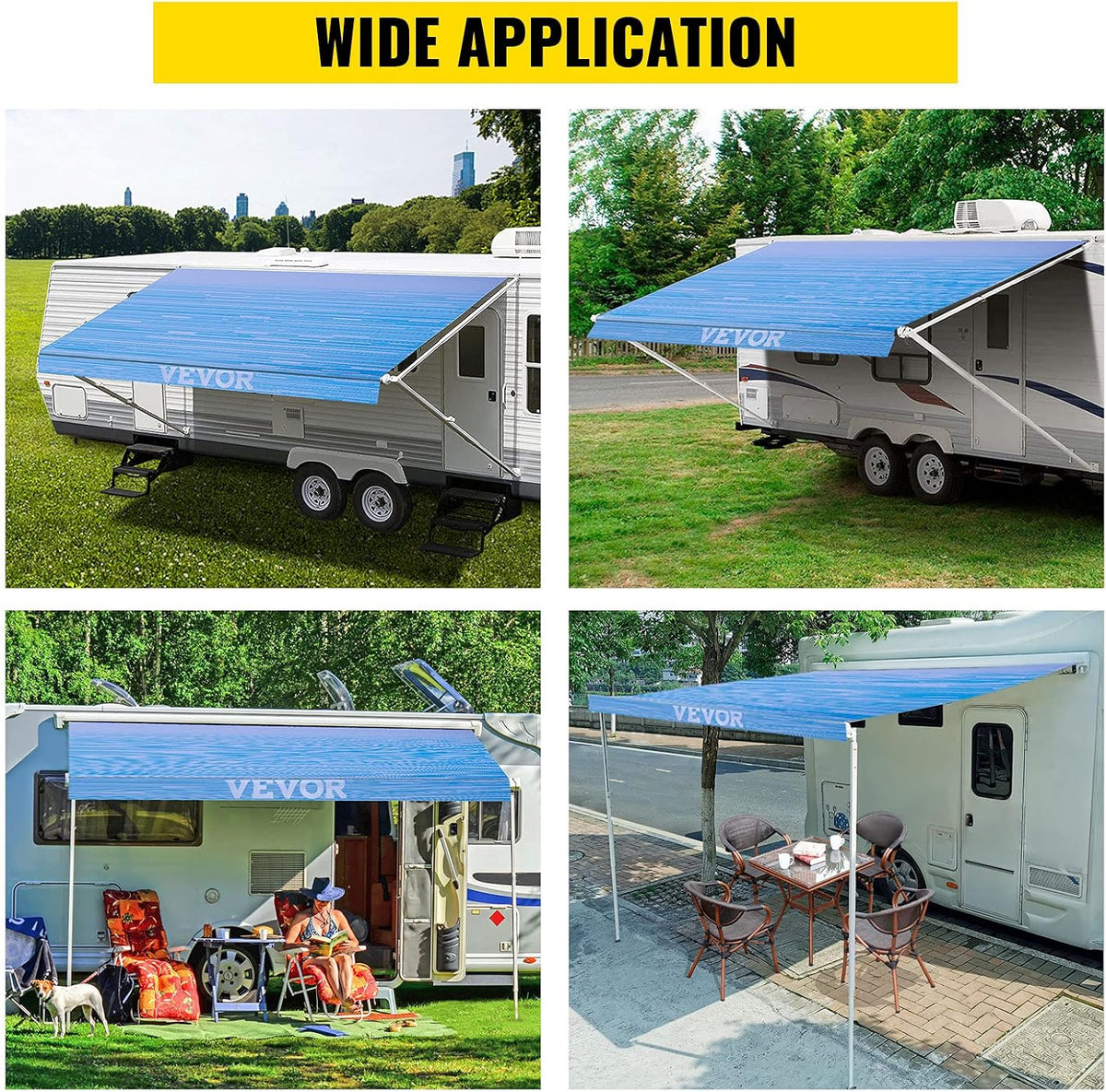 18' Ocean Blue Vinyl RV Awning Fabric Replacement M277766