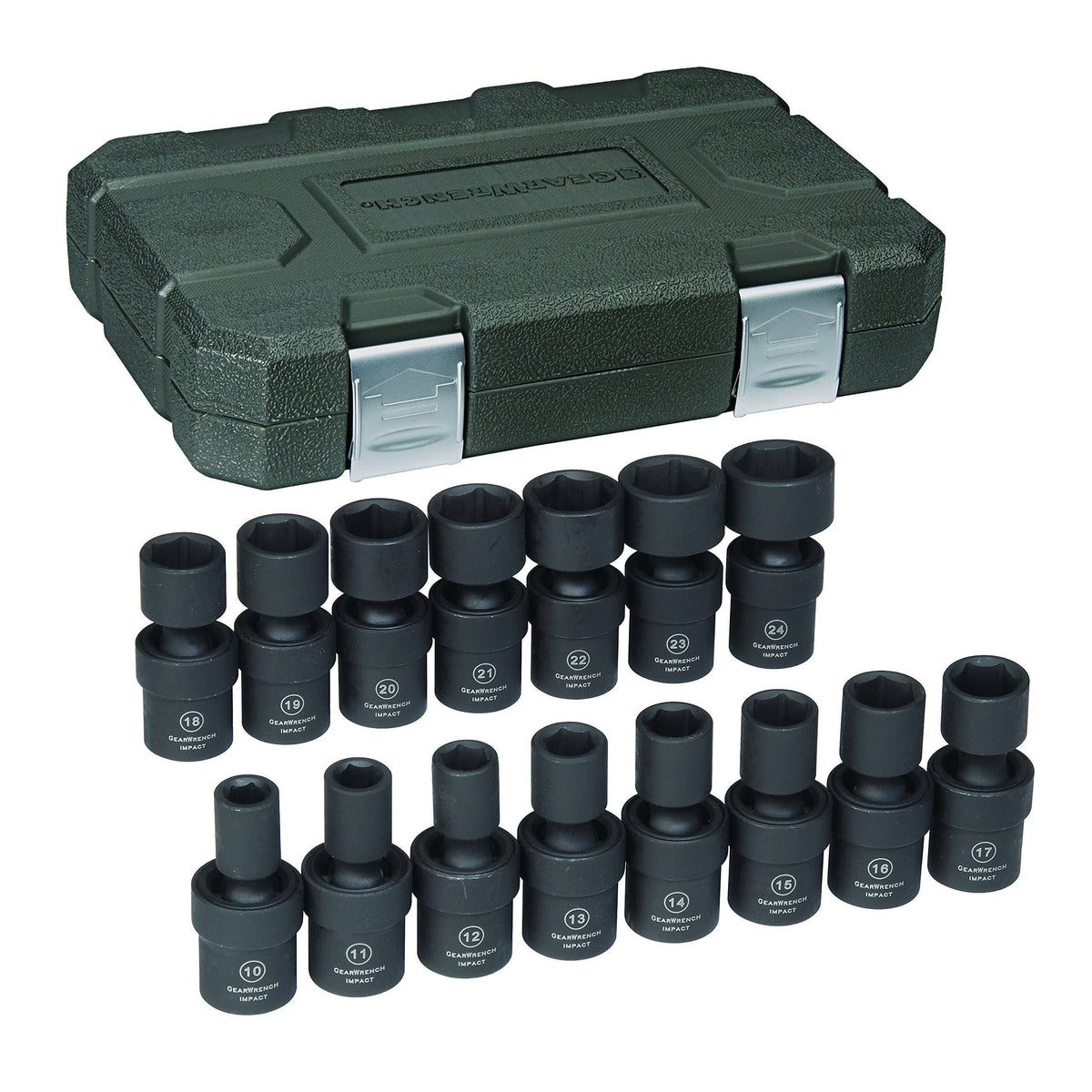 15 Piece 1/2" Drive 6-Point Metric Universal Impact Socket Set C2645