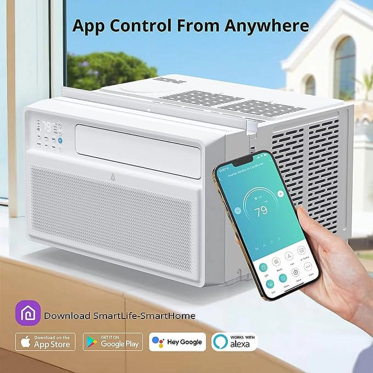 8,000 BTU Smart Window Air Conditioner with Remote Control L3968