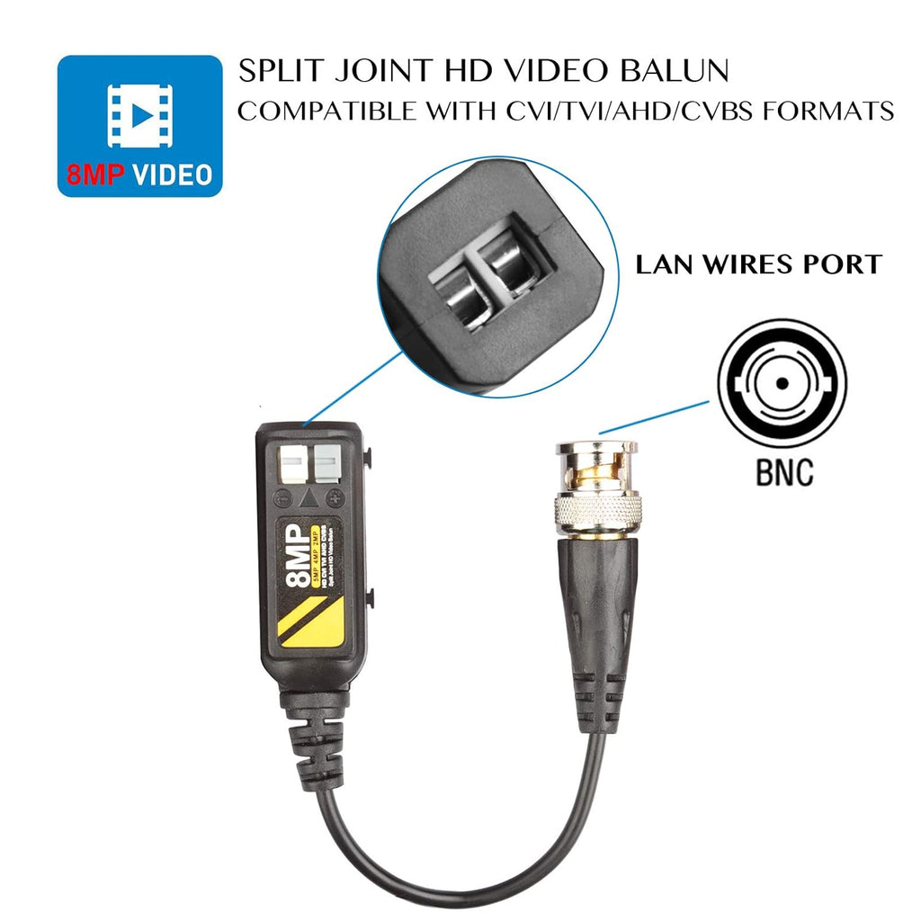 20 Pairs Passive Video Balun Connectors for BNC Male CCTV Camera System N8116