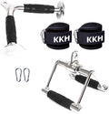 Cable Machine Attachments Set with V-Shaped Bar, Straight Rotating Bar, Double D Handle, Snap Hooks, Ankle Strap K20709
