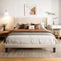 Queen Size Bed Frame with Wingback Headboard J60862