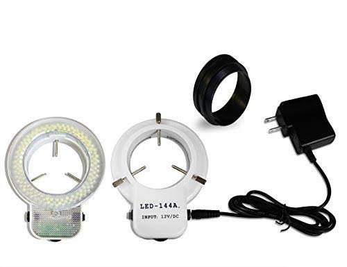 Simul-Focal Trinocular Stereo Zoom Microscope with Barlow Lens, 144-LED Ring Light P323605