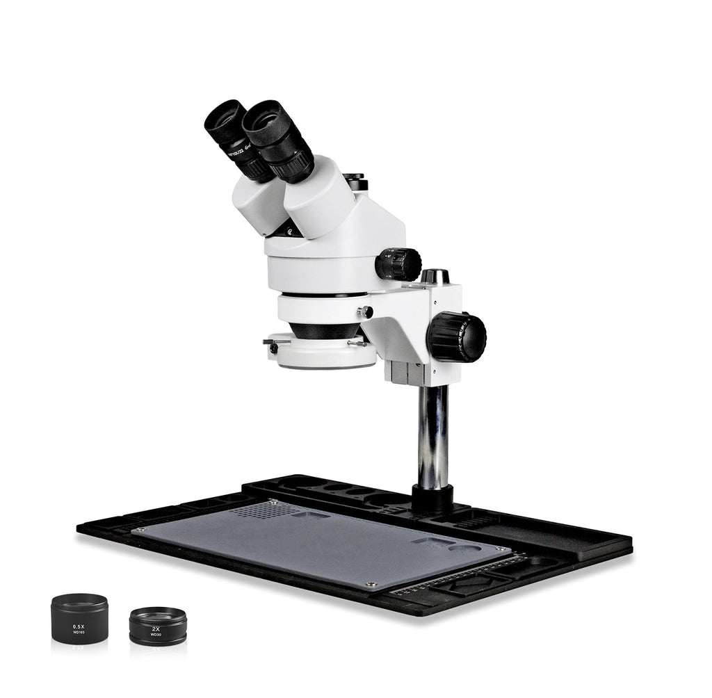Simul-Focal Trinocular Stereo Zoom Microscope with Barlow Lens, 144-LED Ring Light P323605