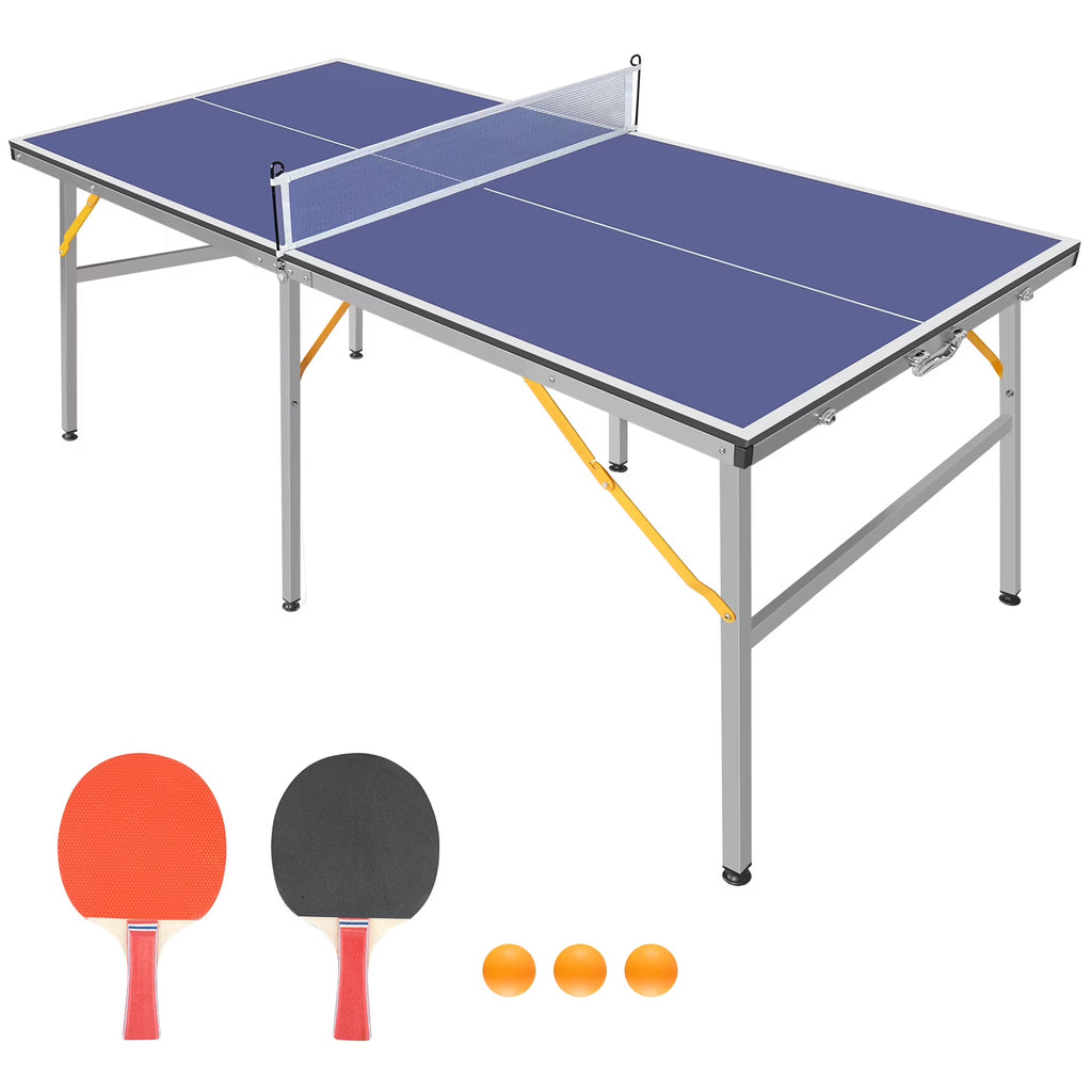 6Ft Table Tennis Table Set with 2 Paddles and 3 Balls R109443