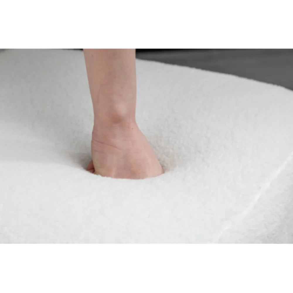White Teddy Fabric Slipper Chair with Wooden Legs X32866