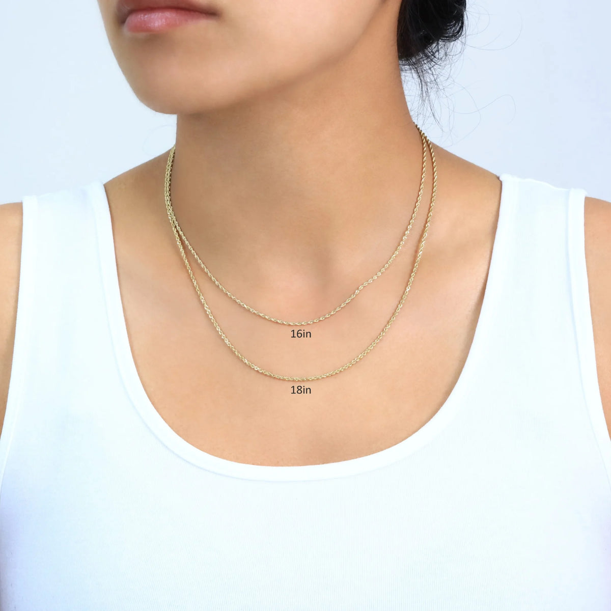 14k Yellow Gold 1.5mm Rope Chain Diamond Cut Necklace 16" - 24" N60838