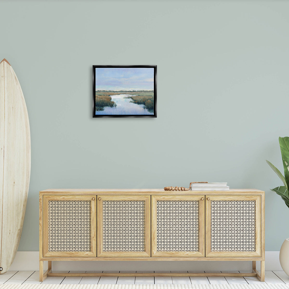 Jet Black Floating Framed Canvas Print Wall Art Z98185