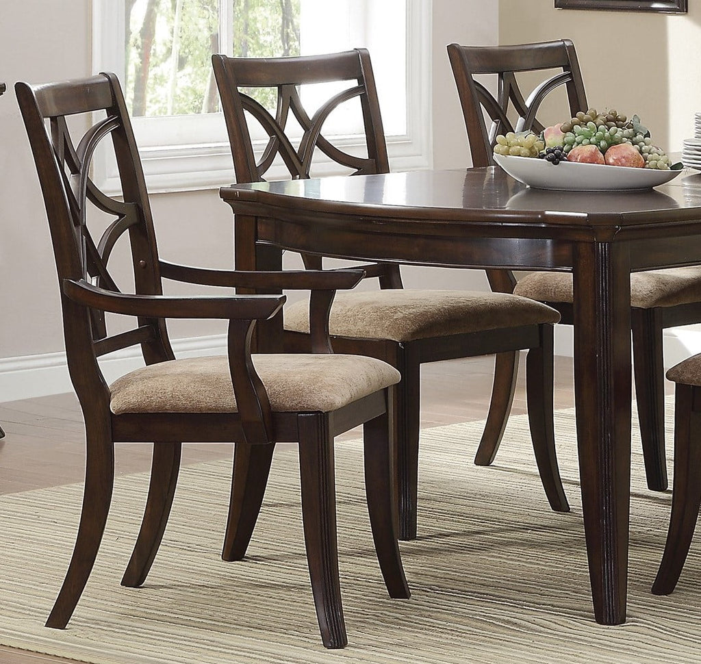 Cherry Finish 7pc Wood Dining Set with Extension Leaves I5168