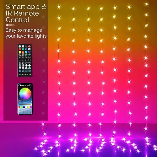 8ft x 6ft 144 LED RGB Color Changing Curtain Lights X87365