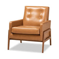 Tan Faux Leather Upholstered Wood Lounge Chair N471