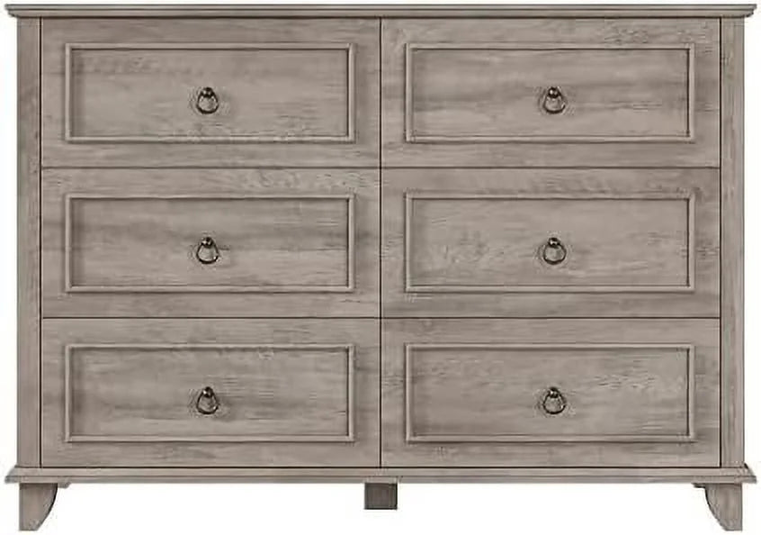 6 Drawer Double Dresser Wood Cabinet D790