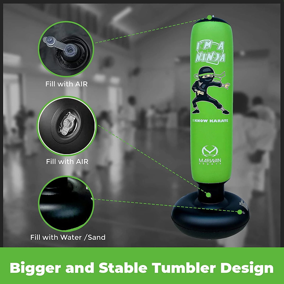 Free Standing Inflatable Kids Punching Bag Set with Air Pump & Boxing Gloves X986