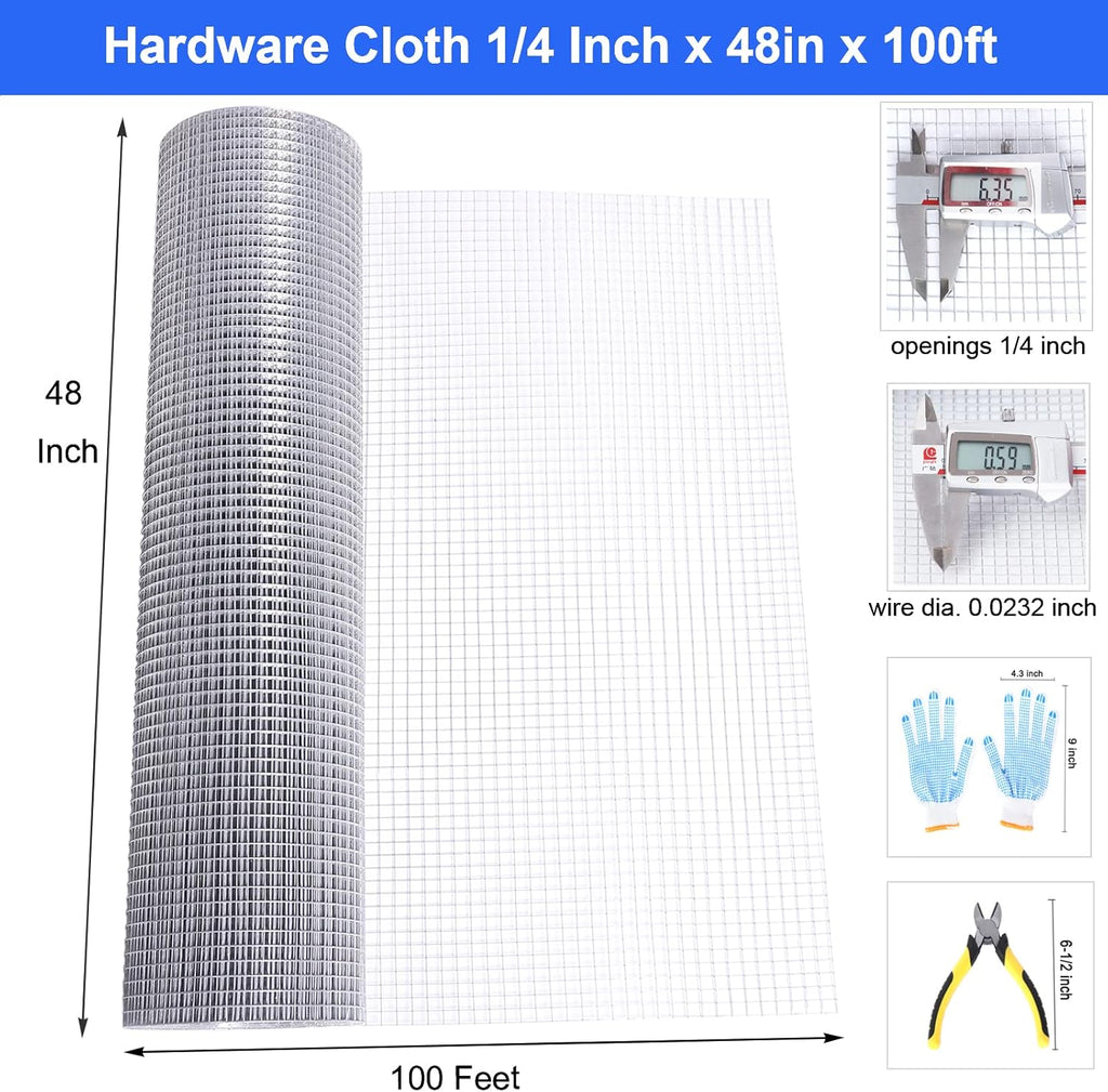 48x100 1/4 Inch 23Ga Galvanized Welded Wire Mesh Roll A2750