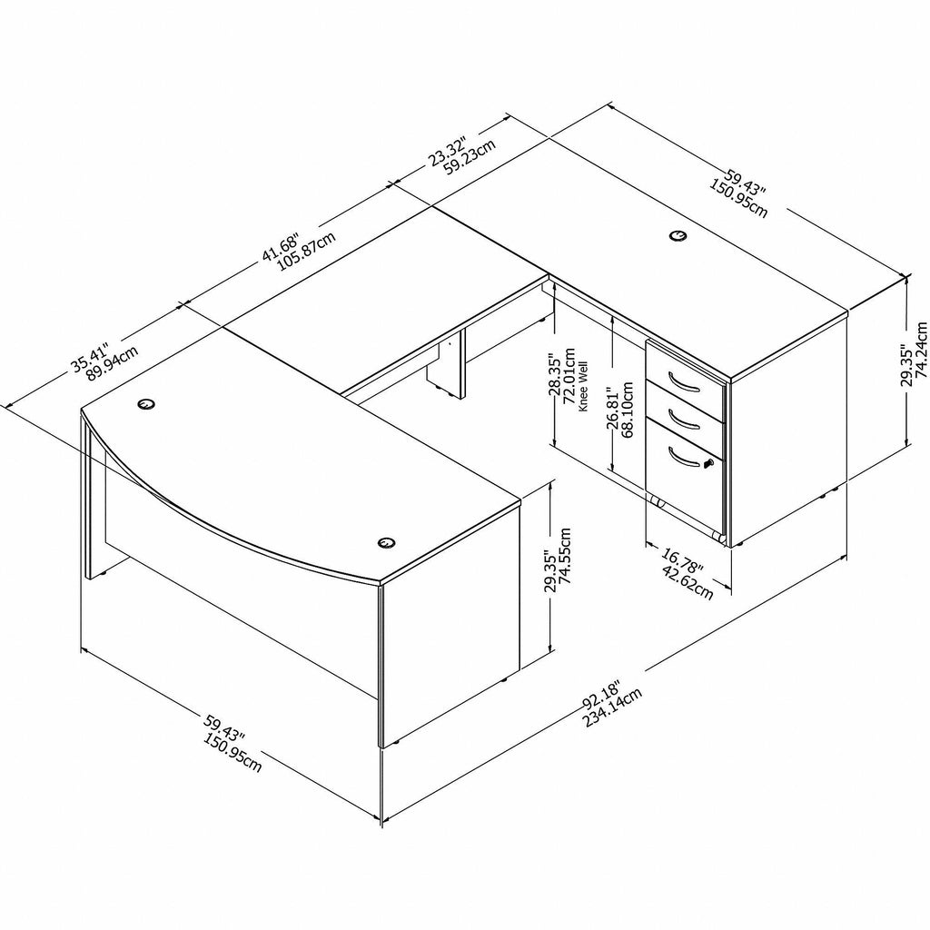 Sand Oak U Shaped Desk with Mobile File Cabinet H18864