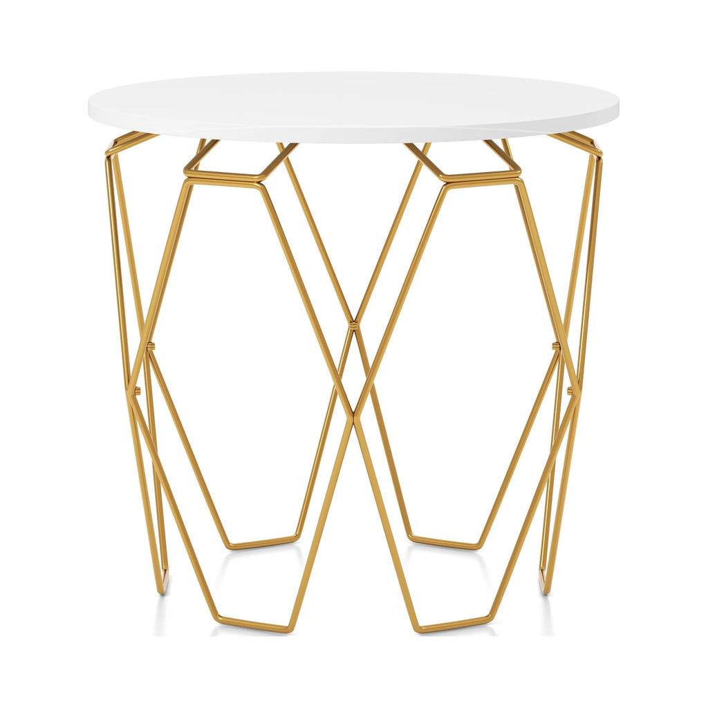 White and Gold Tone 24-inch Hexagon End Table T1756