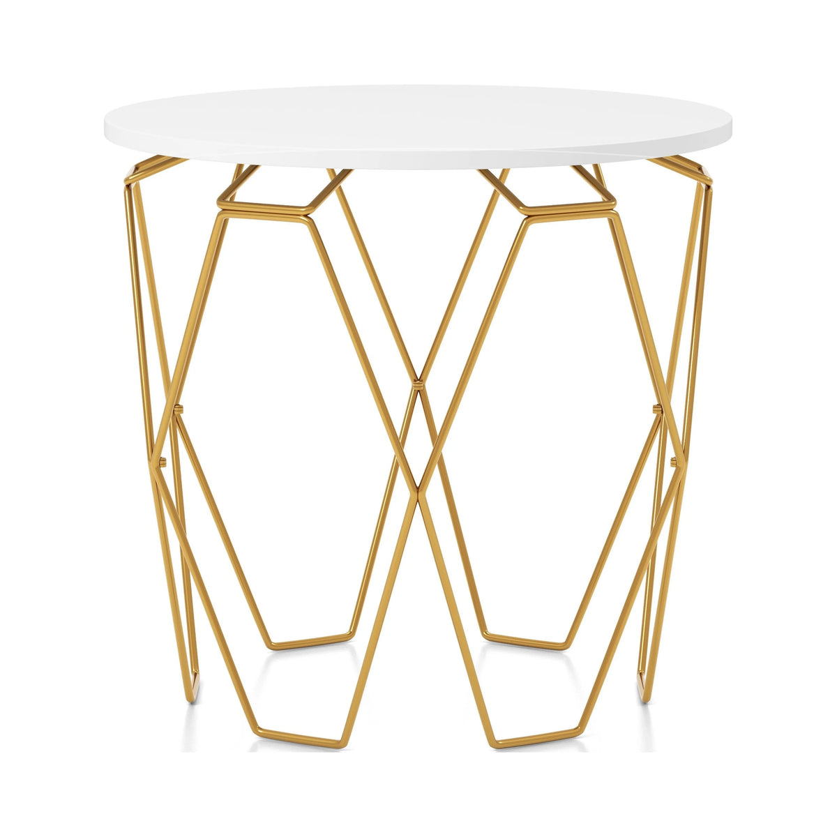 White and Gold Tone 24-inch Hexagon End Table T1756