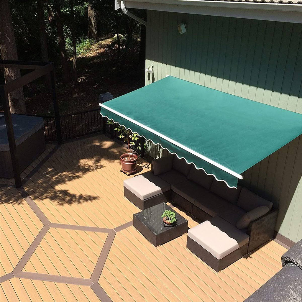 Motorized Retractable Patio Awning, Green N2053