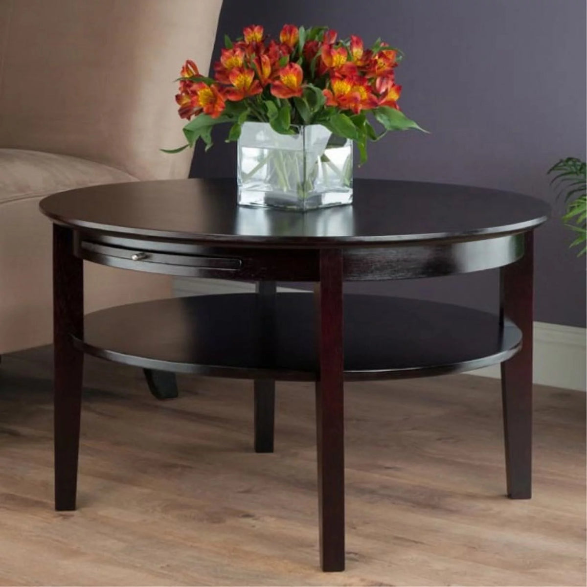 Round Coffee Table with Pull out Tray O28512