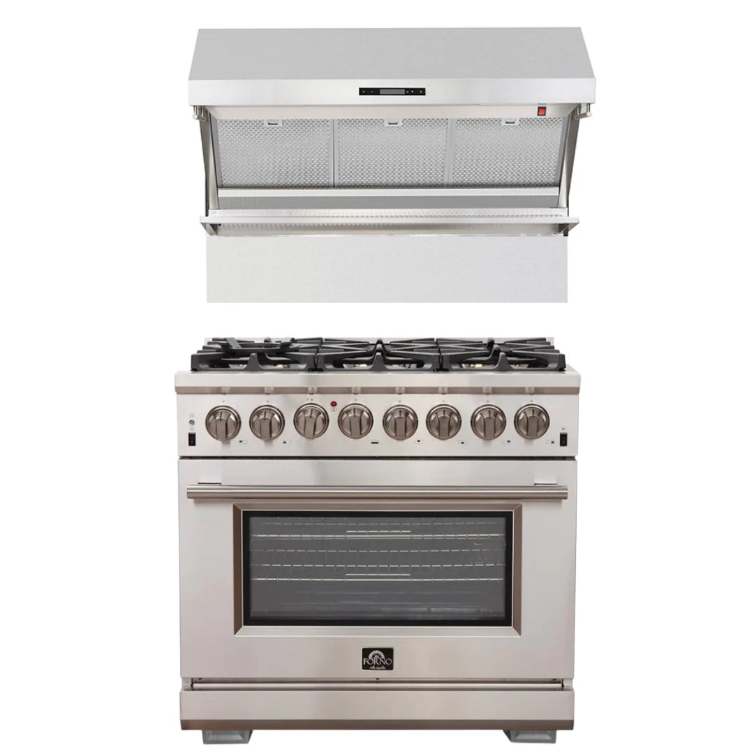 36 Inch Gas Burner Electric Oven Pro Range and Wall Mount Range Hood I585