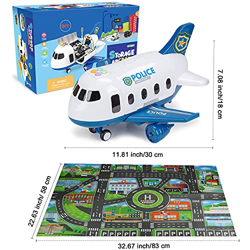 Airplane Toy with Fire Truck Cars and Play Mat F143449