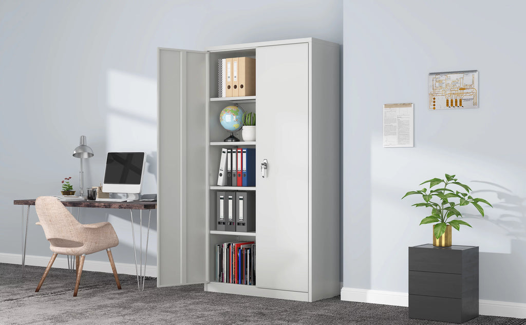 Metal Storage Cabinets with 4 Adjustable Shelves & 2 Locking Doors E461600