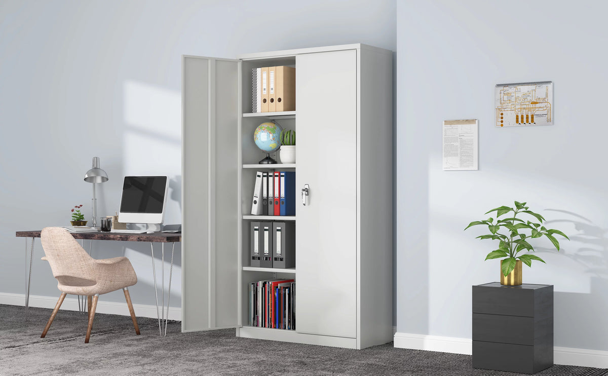 Metal Storage Cabinets with 4 Adjustable Shelves & 2 Locking Doors E461600