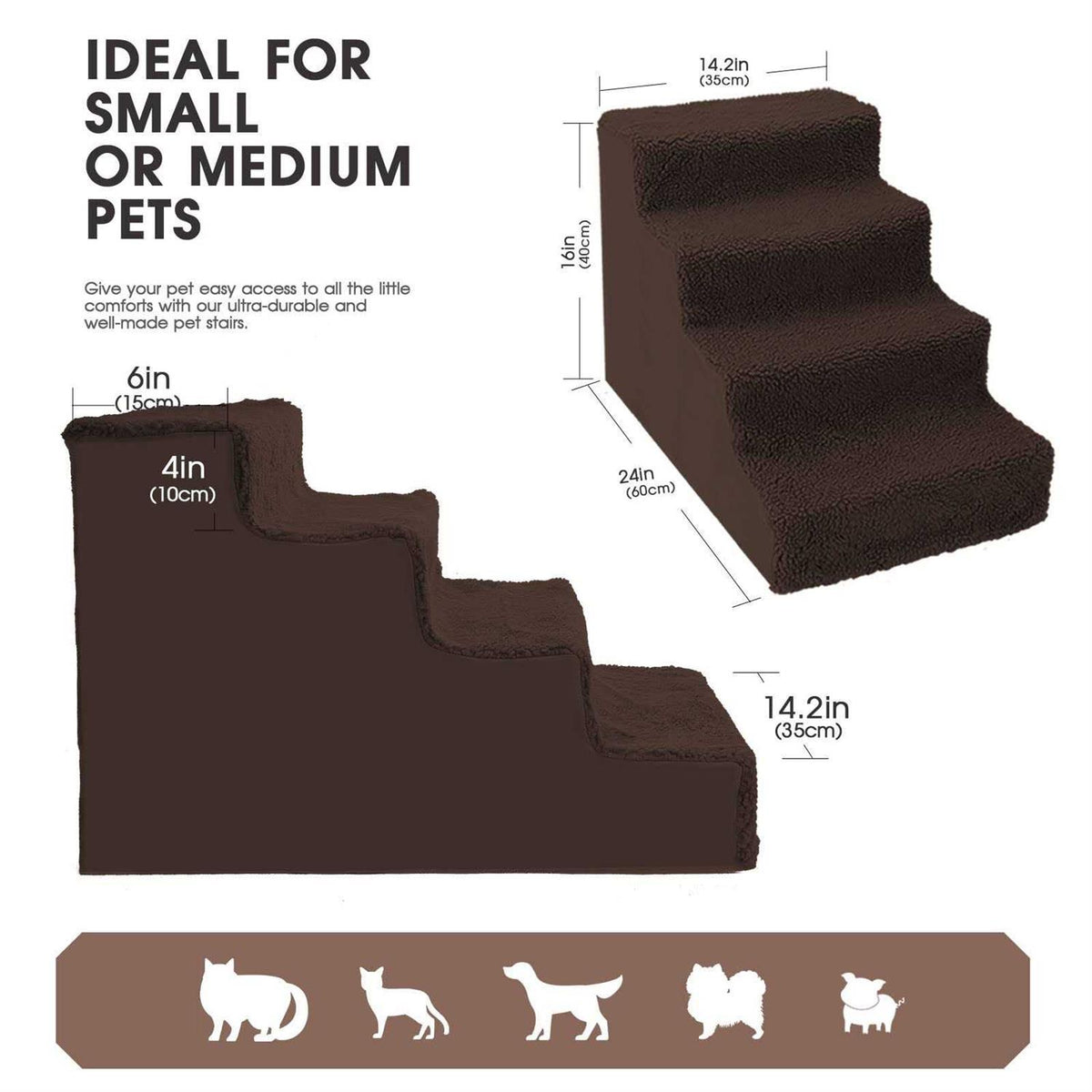 4 Tiers Non-Slip Dog Stairs J637233