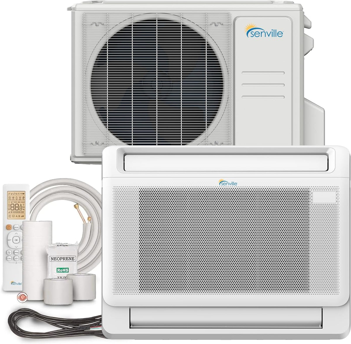 12,000 BTU Floor Console Mini Split AC/Heating System, White A318412