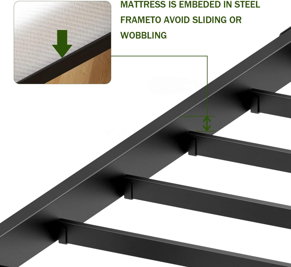 18 Inch Metal Platform Bed Frame with Steel Slats N127964