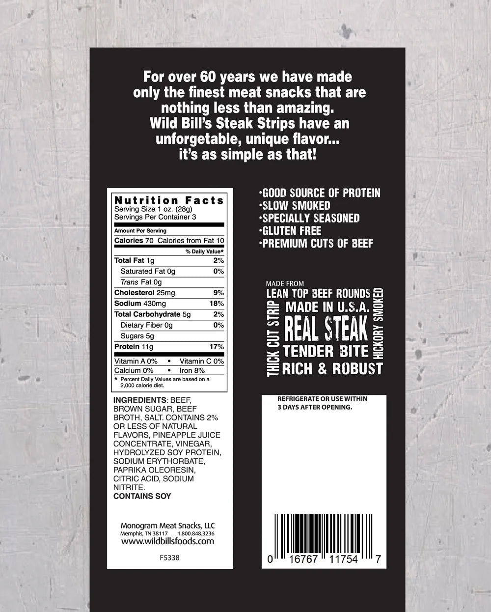 Thick Cut Real Steak Strips 3 Ounce Pack O157