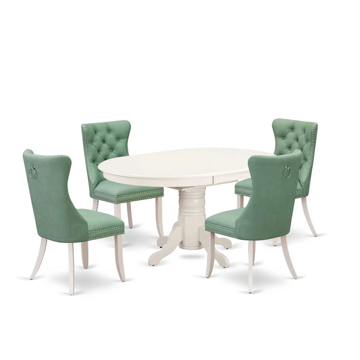 5 Piece Kitchen Set with Oval Dining Table and 4 Upholstered Chairs V815