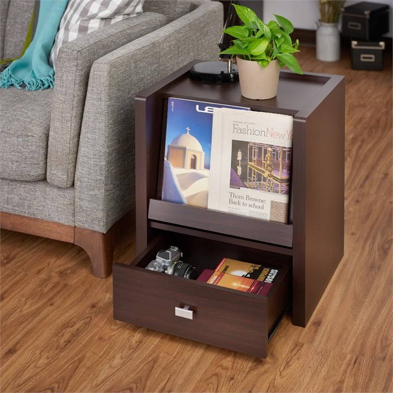 Walnut Open Shelf End Table U579