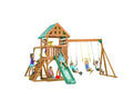 Wooden Swing Sets with Tarp Roof & Green Slide K74848