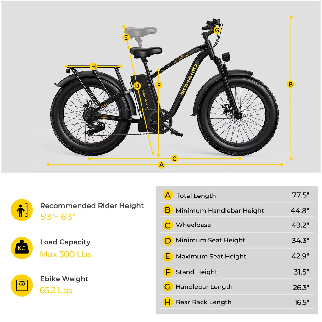 750W Fat Tire Electric Bike 26''x4'' 48V 15Ah E3203