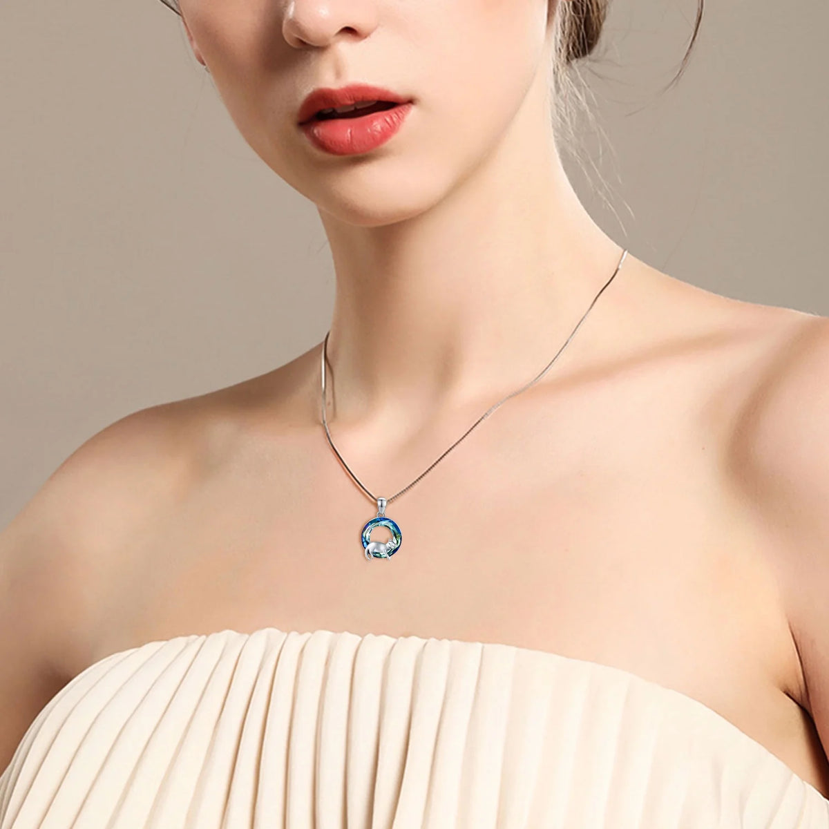 Cat Crystal Pendant Necklace 925 Sterling Silver F633135