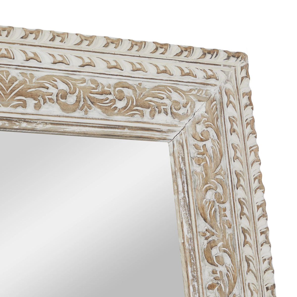 White Carved Floral Wall Mirror B744256