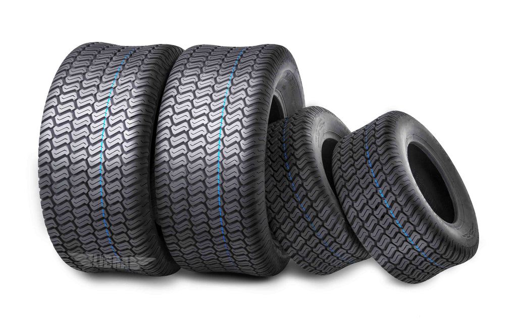 Set of 4 Lawn Mower Turf Tires 15x6-6 Front & 18x9.5-8 Rear O990075