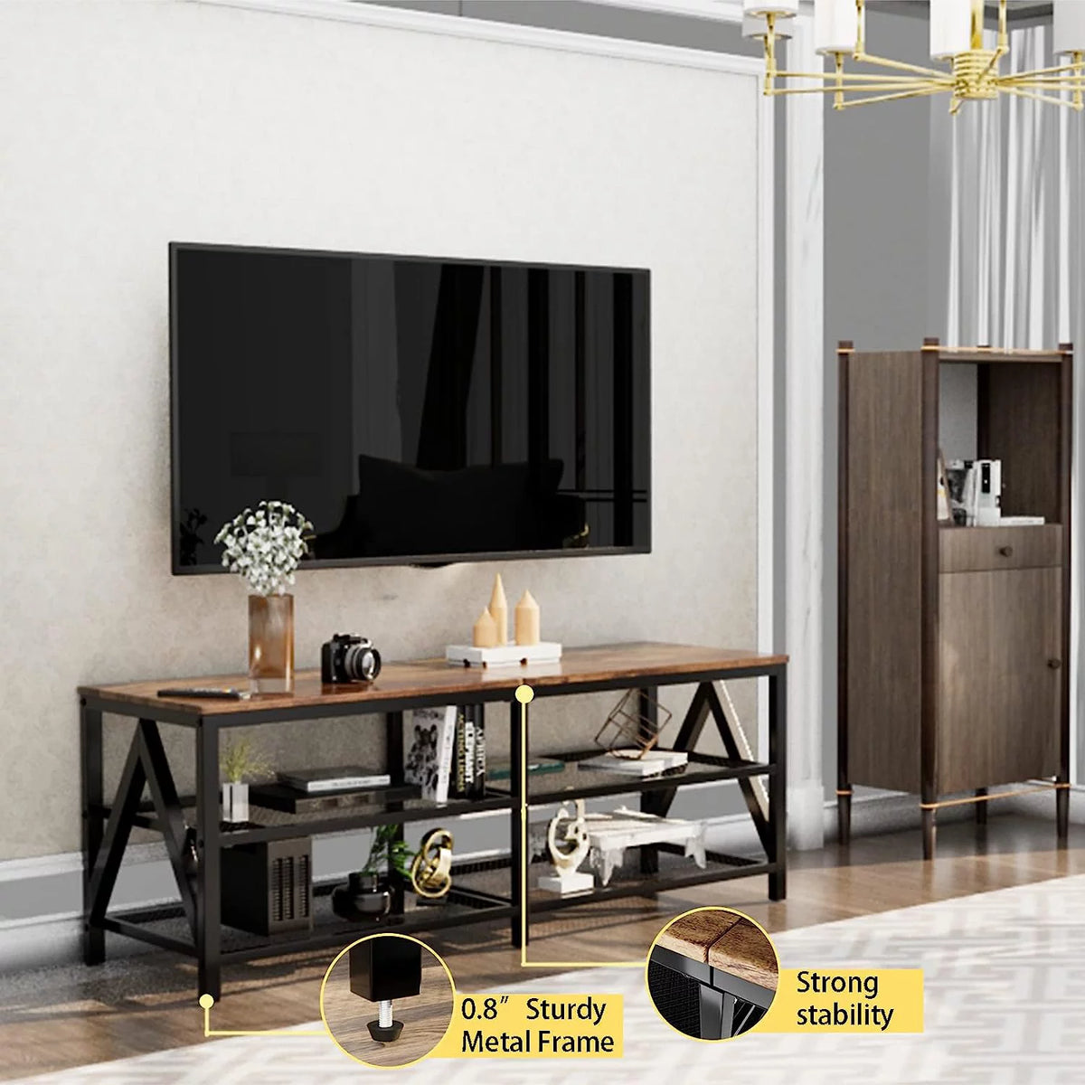 60 65 Inch 3-Tier TV Stand with Metal Frame K122