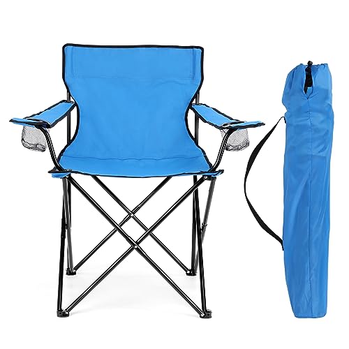 Oversized Folding Camping Chair with Cup Holders and Carrying Bag Black V11178
