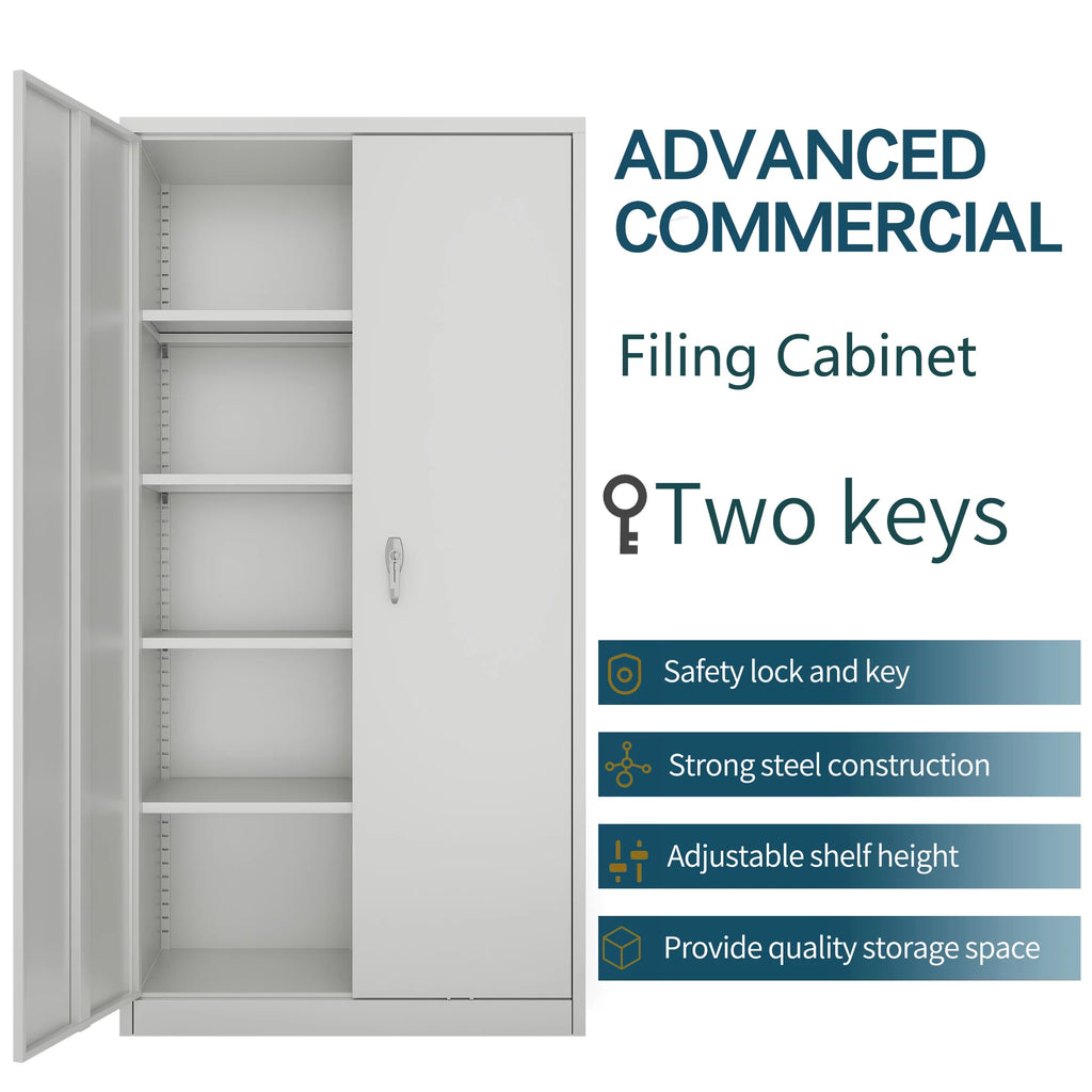 Metal Storage Cabinets with 4 Adjustable Shelves & 2 Locking Doors E461600