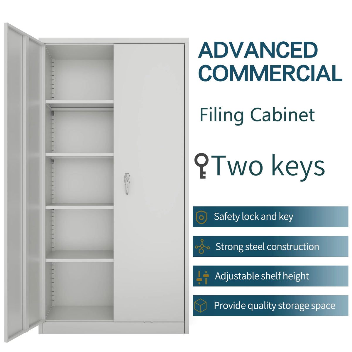 Metal Storage Cabinets with 4 Adjustable Shelves & 2 Locking Doors E461600