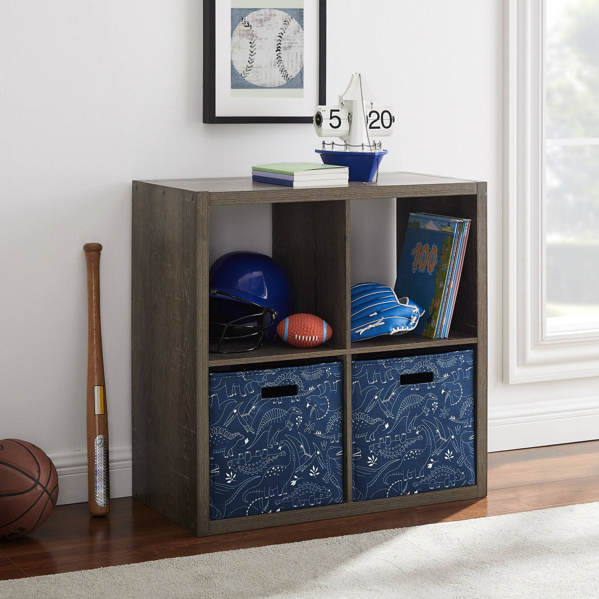 White Four Cube Storage Cabinet J65327