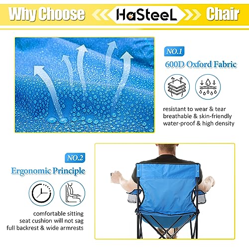 Oversized Folding Camping Chair with Cup Holders and Carrying Bag Black V11178