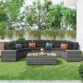 8 Pieces Outdoor Wicker Round Sofa Set with Coffee Table K136